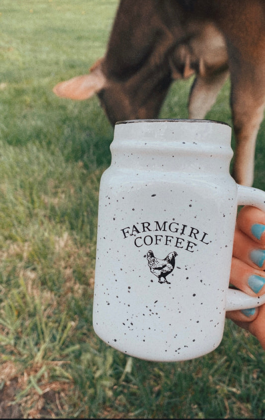 Farmgirl White & Black Mason Jar Mug